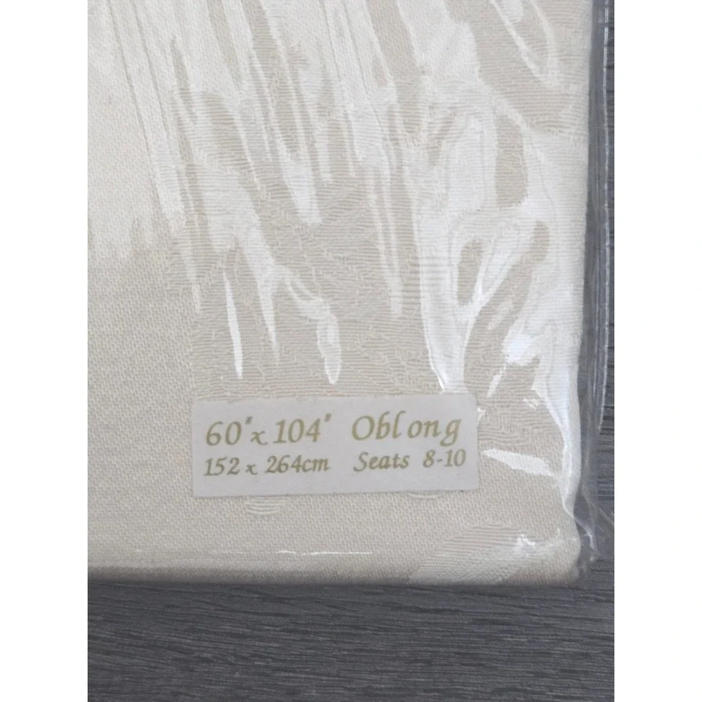 Waterford Linens Ardmore Tablecloth 60x104 Oblong Champagne Damask NIP